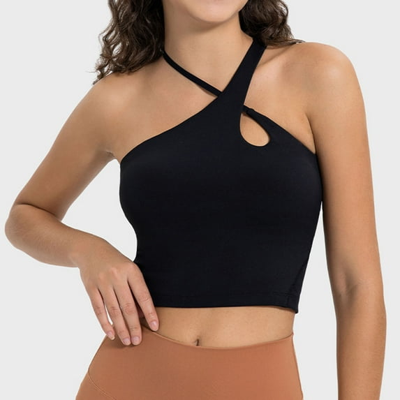 Great Gifts for Less Ofreoo Sports Bras for Women One Shoulder Sports Bras Workout Right Strap Yoga Underwear Cute Medium Support Crop Tops