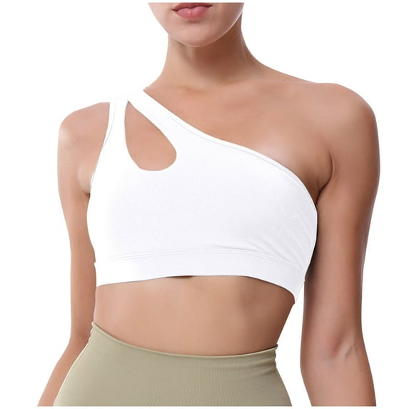 Great Gifts for Less Ofreoo Sports Bras for Women One Shoulder Sports Bras Workout Right Strap Yoga Underwear Cute Medium Support Crop Tops