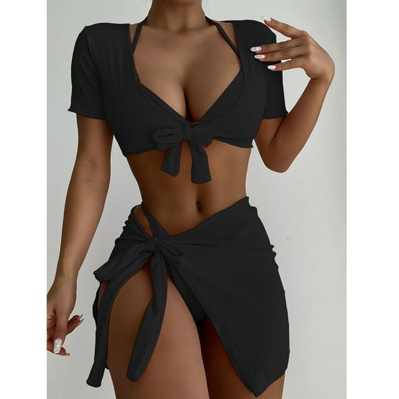 Great Gifts for Less Ofreoo Swimsuit for Women 2024 Four-Piece Bikini Swimsuit & Cover Up Set