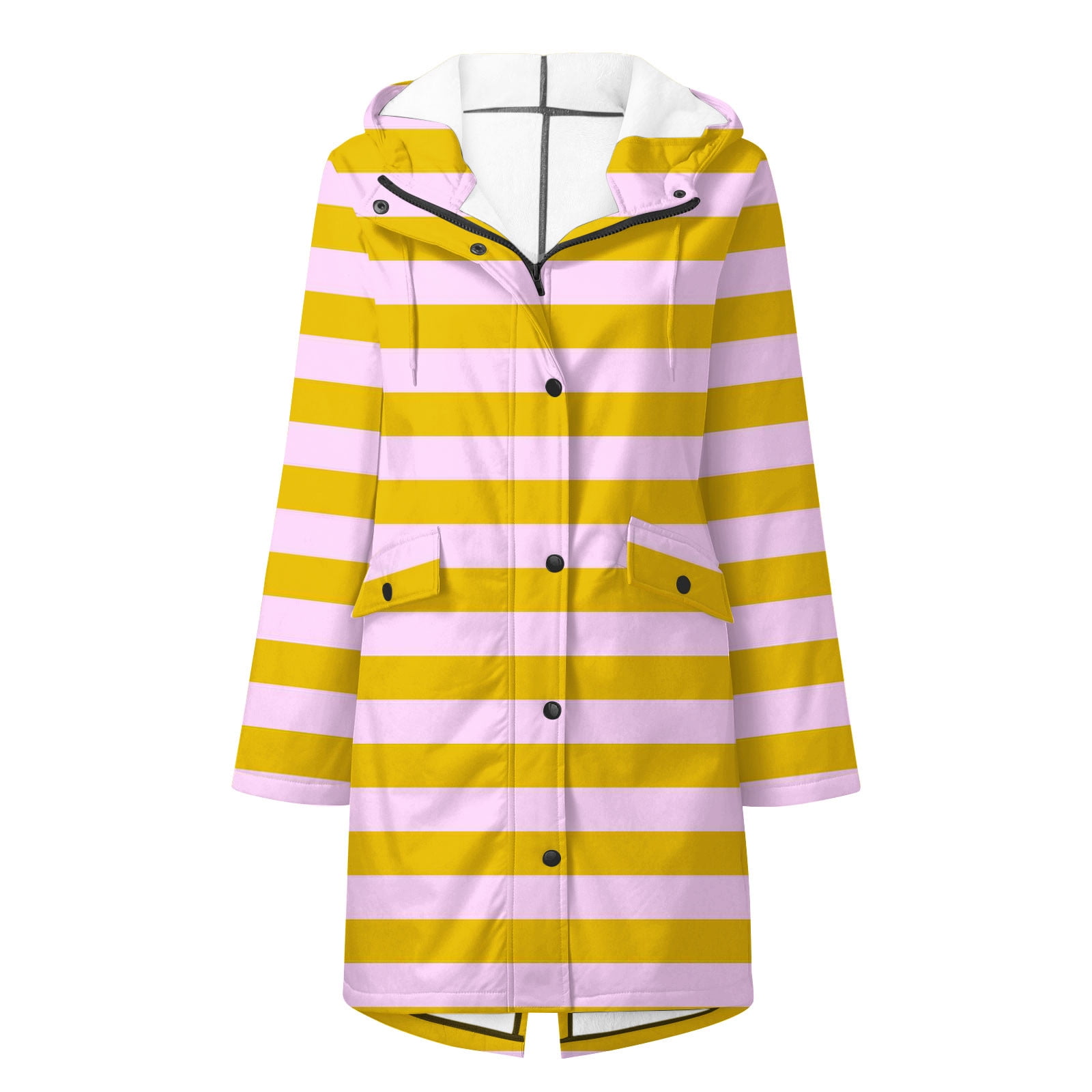 Great Gifts for Less Ofreoo Women Stripe Rain Jacket Outdoor Fleece Keep Warm Plus Hooded Raincoat Windproof Jackets Solid Outwear Womens Tops