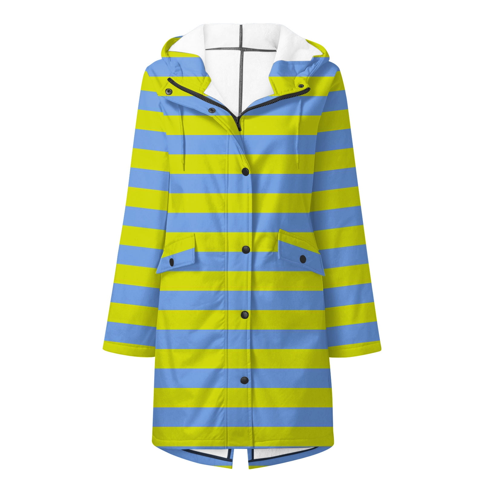 Great Gifts for Less Ofreoo Women Stripe Rain Jacket Outdoor Fleece Keep Warm Plus Hooded Raincoat Windproof Jackets Solid Outwear Womens Tops