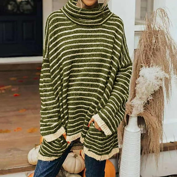 Great Gifts for Less Ofreoo Women Winter Casual Solid Color Turtleneck Long Sleeve Knitting Loose Sweater Top Off The Shoulder Sweater