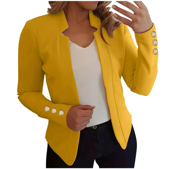 Great Gifts for Less Ofreoo Women's Solid Color Casual Fashion Button Long Sleeved Cardigan Jacket Coat Tops Fall Coats for Women 2024