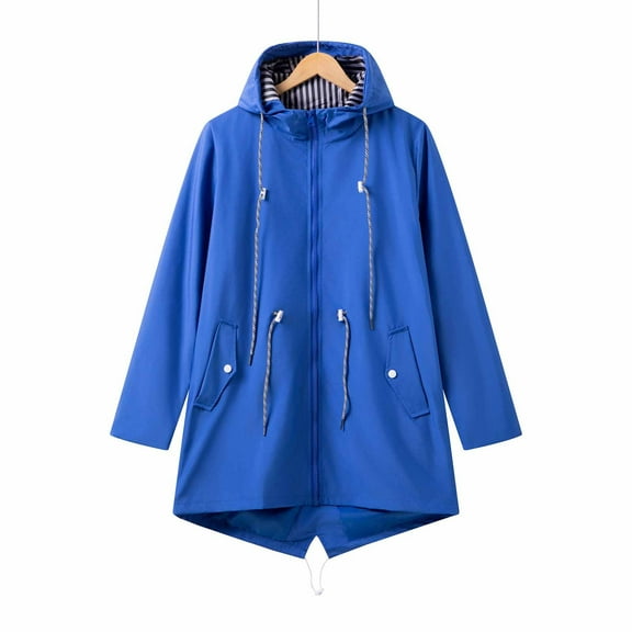 Great Gifts for Less Ofreoo Women's Solid Color Outdoor Hooded Length Windbreaker Jacket Winter Coats for Women