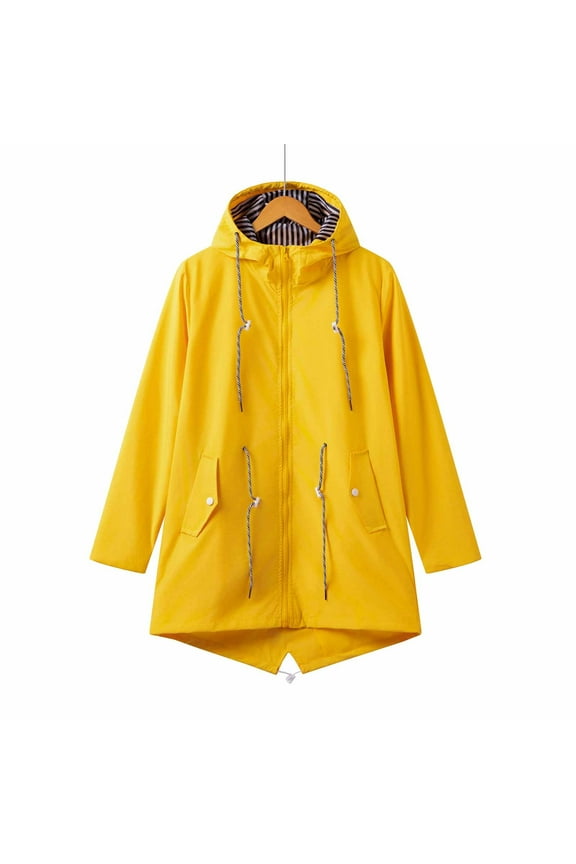Great Gifts for Less Ofreoo Women's Solid Color Outdoor Hooded Length Windbreaker Jacket Winter Coats for Women