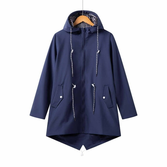 Great Gifts for Less Ofreoo Women's Solid Color Outdoor Hooded Length Windbreaker Jacket Winter Coats for Women