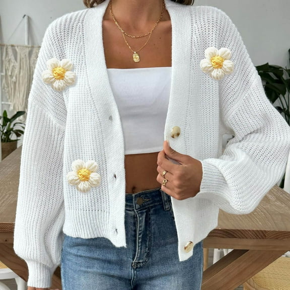 Great Gifts for Less Ofreoo Women's Winter Loose Solid Sweater Long Sleeve Cardigan Top Coat Cardigan Sweaters for Women