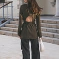 thumbnail image 1 of Great Gifts for Less Ofreoo Womens Solid Color Belt Backless Waist Cinched Long Sleeved Suit Jacket Lightweight Jacket Women, 1 of 8