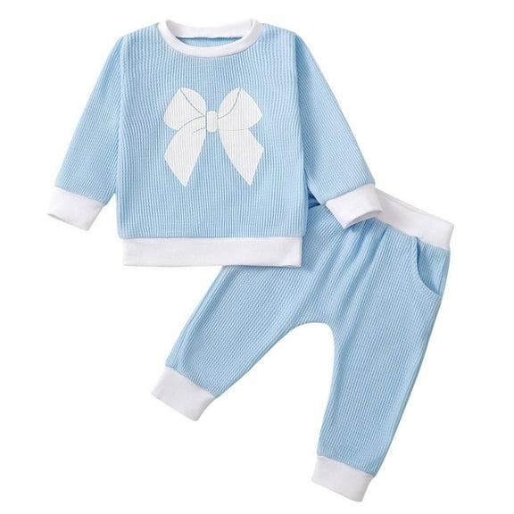 0-3 Years Cute Bow Printed Sweater Set for Baby Boys And Girls