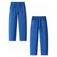 thumbnail image 1 of Great Gifts for less 7-14 Years Children's Fashion Solid Color Loose Drawstring Pocket Ankle Work Pants Long Pants Blue 7-8 Years, 1 of 7