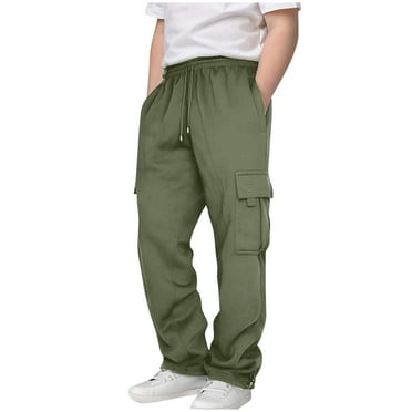 Great Gifts for less 3-13Years Boys And Girls Childrens Casual Sports Sweatpants Trendy Drawstring Jogger Pants Sweatpants Lightweight Army Green 3 Years