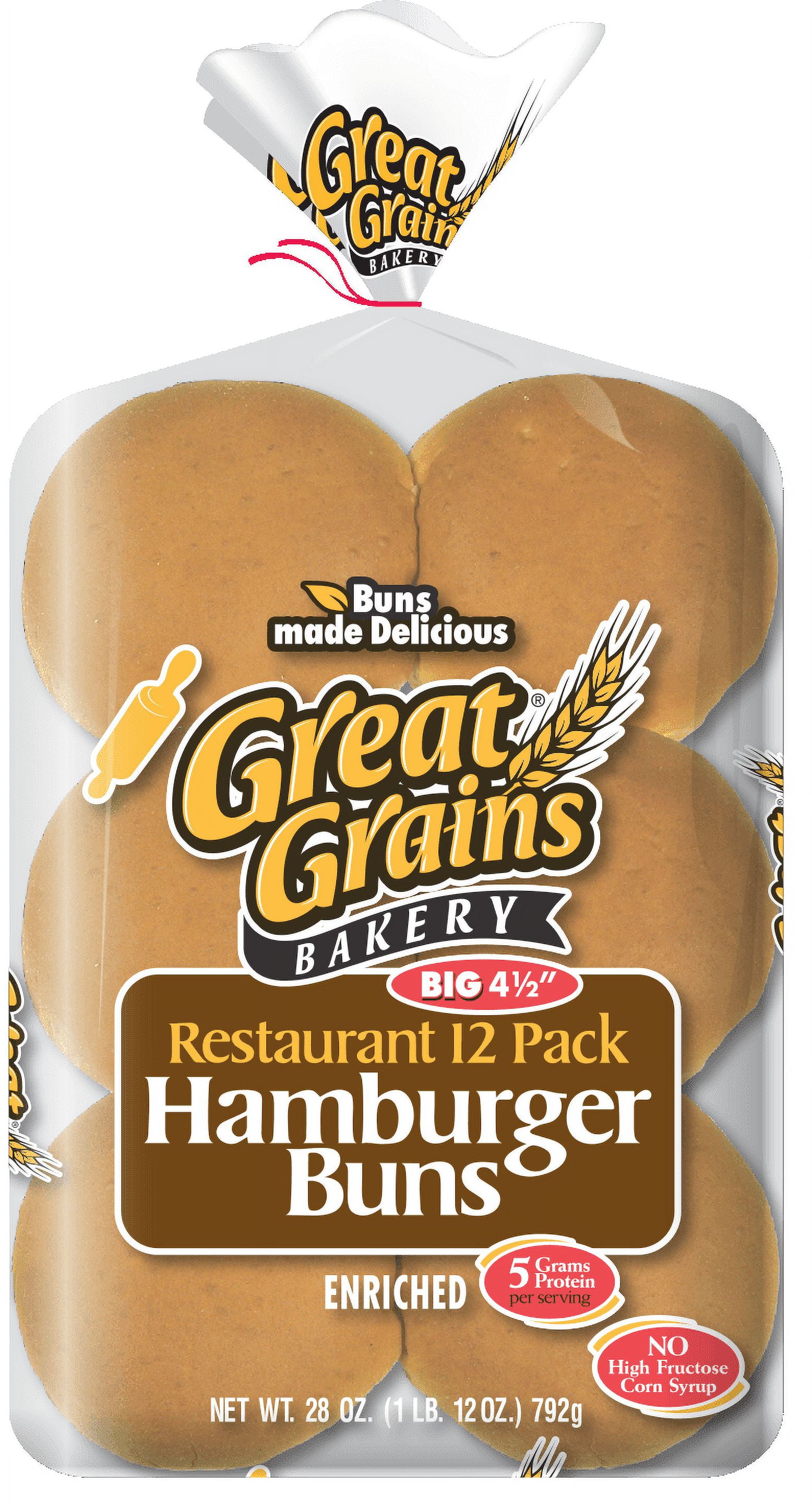 Great Grains Bakery Enriched Hamburger Buns Restaurant Pack 12 Each