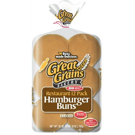 Great Grains Bakery Enriched Hamburger Buns Restaurant Pack 12 Each