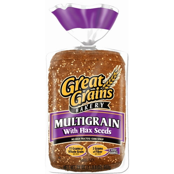 Great Grains Bakery Multigrain with Flax Seeds & Omega-3 Bread Loaf, 24 oz, 15 Count