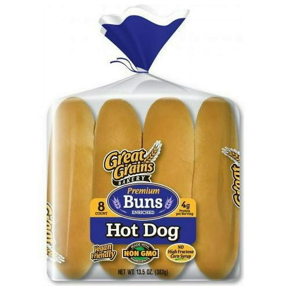 Great Grains Bakery Premium Hot Dog Buns 8 Ct, 13.5 Oz. (Pack of 4)