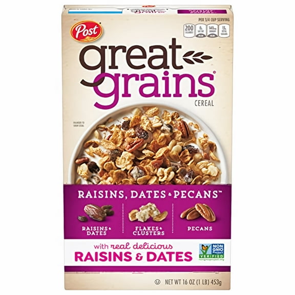 Great Grains Selects Cereal Raisins Dates and Pecans Breakfast Cereal (Pack of 32)