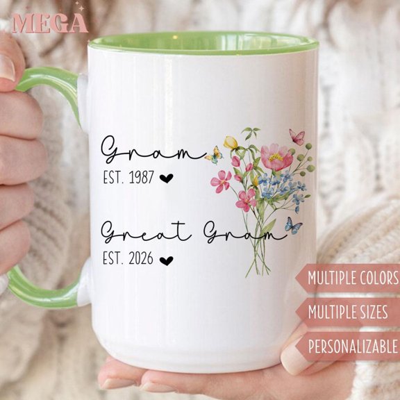 Great Gram Gift Great Gram Pregnancy Announcement Custom Great Gram Coffee Mug Personalize