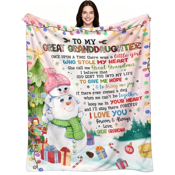 To My Great Granddaughter Gift from, Soft Warm Flannel Fleece, Holiday Sentimental Christmas, Throw Blanket, Cozy Warm, Home Decor, Couch Bed Holiday Winter