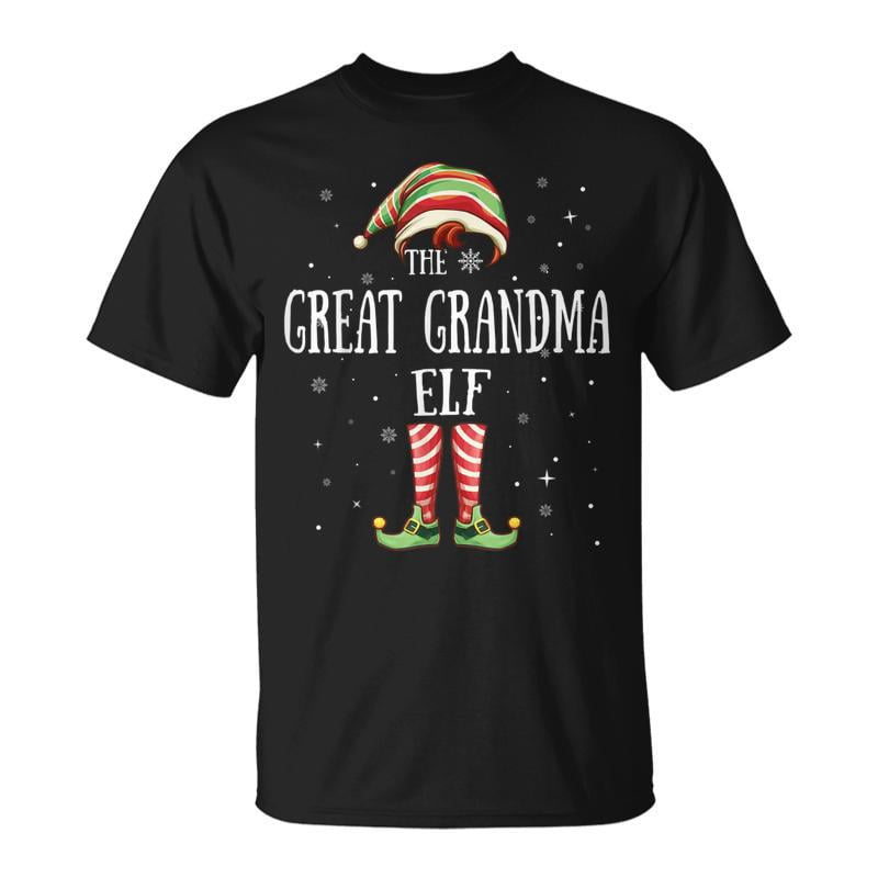 Great Grandma Elf Matching Family Group Christmas Party Paja Men Women Tshirt Graphic Prin