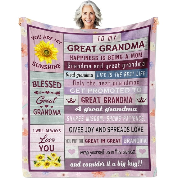 Great Grandma Gifts, Great Grandma Blanket 50"x60", Gifts for Great Grandma, Promoted to Great Grandma, Great Grandmother Gifts, Mothers Day/Christmas/Birthday Gift for Great Grandma Blanket