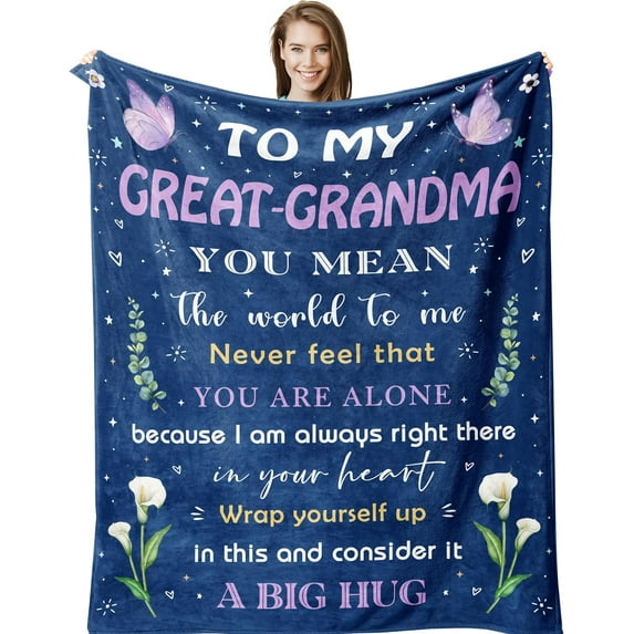 Great Grandma Gifts, Great-Grandma Blankets 50x60, Promoted to Great Grandma Gift, Gifts for Great Grandma, Mothers Day/Christmas/Birthday Gifts for Great Grandmother, Great Grandma Gift