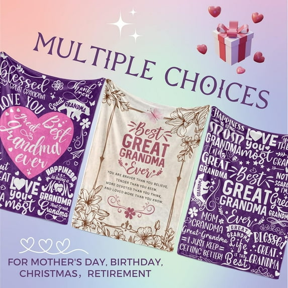 Great Grandma Gifts, Super Soft Flannel Throw Blankets Gifts for Great Grandma, Great Grandmother Nana, Gigi, Granny, Grammy Presents for Birthday Mothers Day, 50\u201d x 65\u201d- Heart