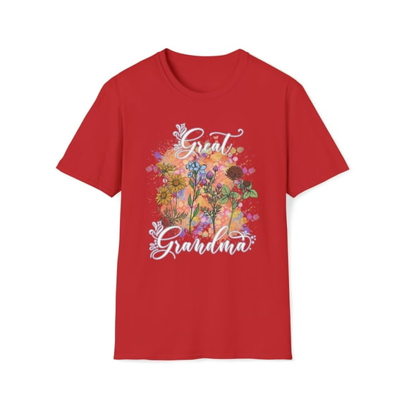 Great Grandma, Gildan Unisex Softstyle T-Shirt, Floral Graphic Tee, S-3XL