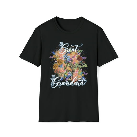 Great Grandma, Gildan Unisex Softstyle T-Shirt, Floral Graphic Tee, S-3XL