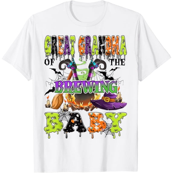 Great Grandma Of The Brewing Baby Halloween Baby Shower T-Shirt
