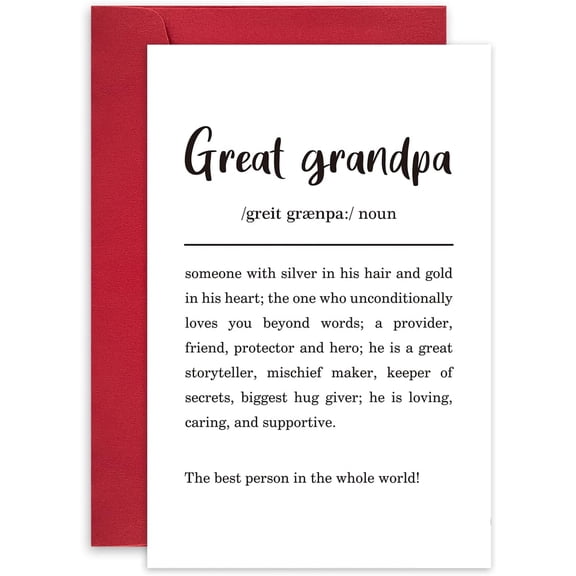 Great Grandpa Definition Card  Heartfelt Greeting Card for Grandfathers  Perfect for Birthdays, Father's Day, or Just Because  Envelope Included