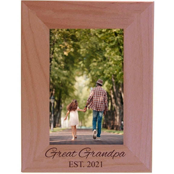 Great Grandpa Established Est. 2021 Engraved Alder Wood Picture Frame