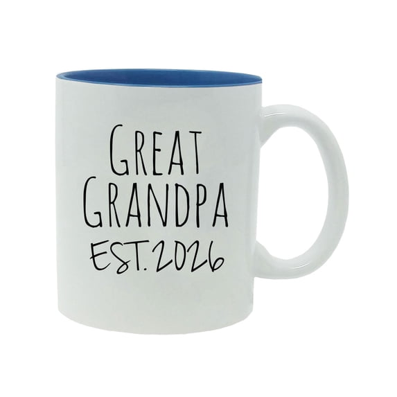 Great Grandpa Established Est. 2026 11-Ounce Ceramic Sublimation Coffee Mug with Gift Box, Light Blue