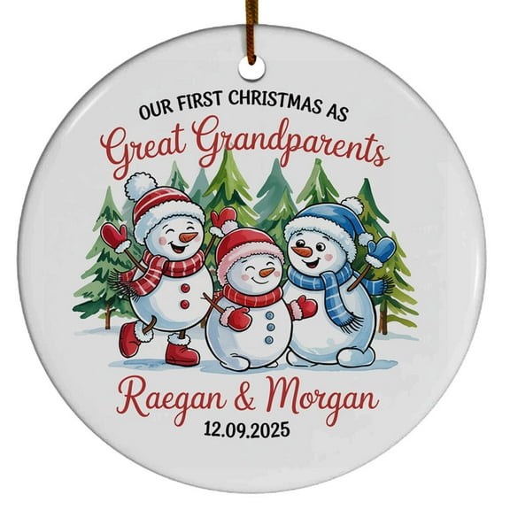 Great Grandparents Snowman Christmas Ornament 2025, Our 1st Christmas As Great Grandparents Ornament Gift for New Grandma & Grandpa