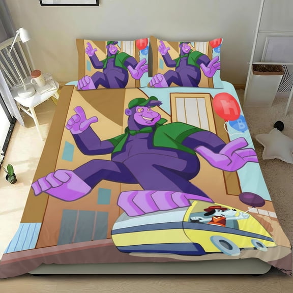 The Great Grape Ape Show-themed Bed Sheet Set Three Piece Set Comfortable And Skin Friendly Unique Design Home Decor Gifts For Family Friends fans54''x79''135cm*200cm