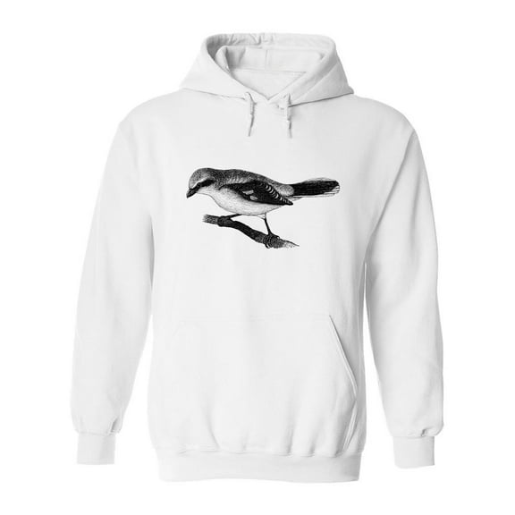 Great Grey Shrike Pencil Drawing Hoodie Men -Image by Shutterstock, Male Small