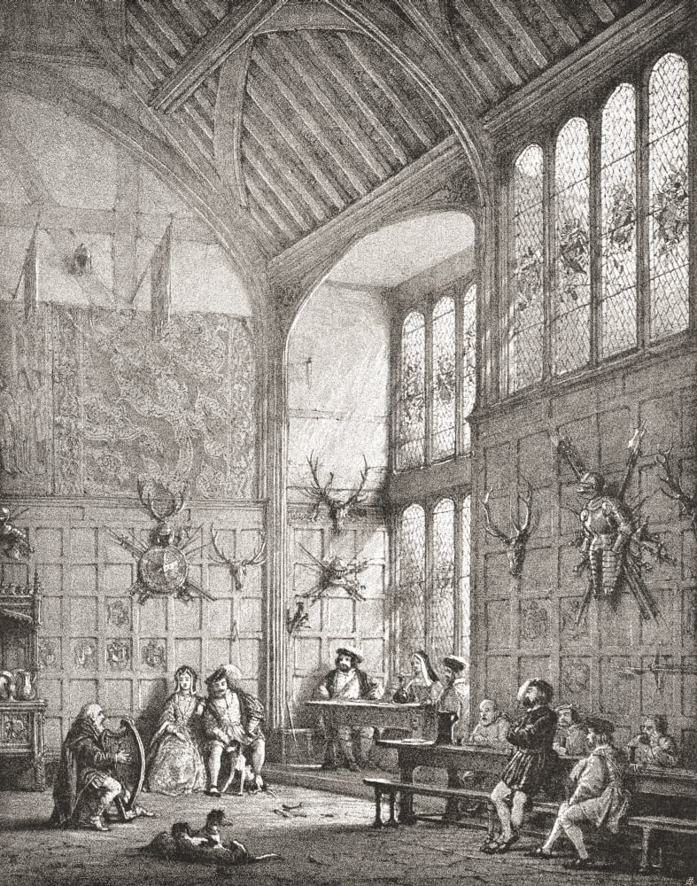 The Great Hall Ockwells Manor Cox Green Berkshire England From The Mansions of England in the Olden Time published 1906 Canvas Art - Ken Welsh Design Pics (24 x 32)