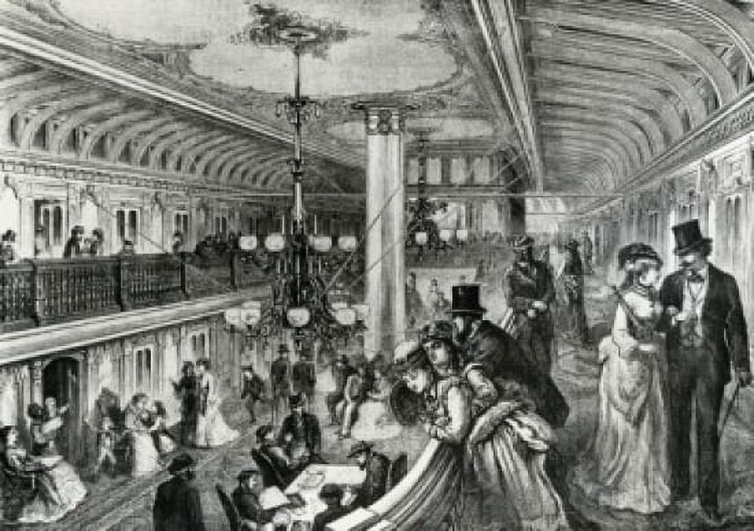 Great Hall Of The River Steamboat Bristol 1875 Artist Unknown Canvas Art - (24 x 36)