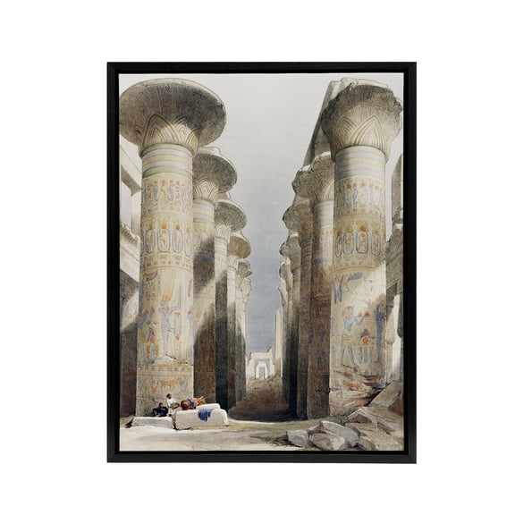 Great Hall at Karnak Temple D. Roberts Vintage Framed Canvas Wall Art 12X16"