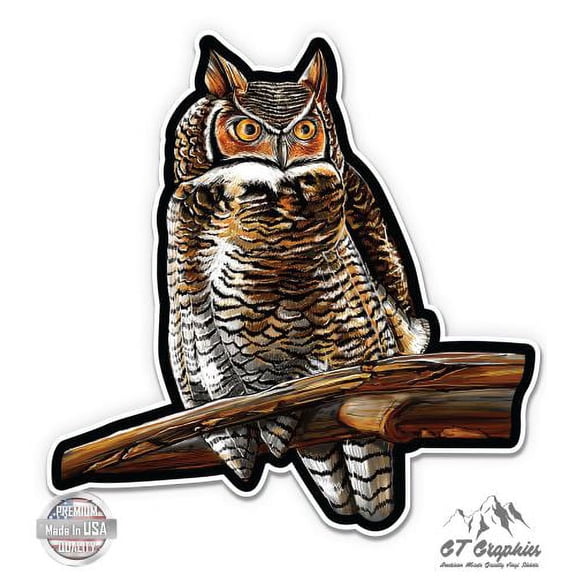 Great Horned Owl - 5" Vinyl Sticker - For Car Laptop I-Pad - Waterproof Decal