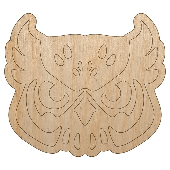 Great Horned Owl Head Wood Shape Unfinished Piece Cutout Craft DIY Projects - 6.25 Inch Size - 1/4 Inch Thick