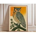 thumbnail image 1 of Great Horned Owl Linocut Wall Art Print, Unframed Paper Poster 24x36in, 1 of 4