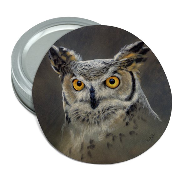 Great Horned Owl Painting Round Rubber Non-Slip Jar Gripper Lid Opener