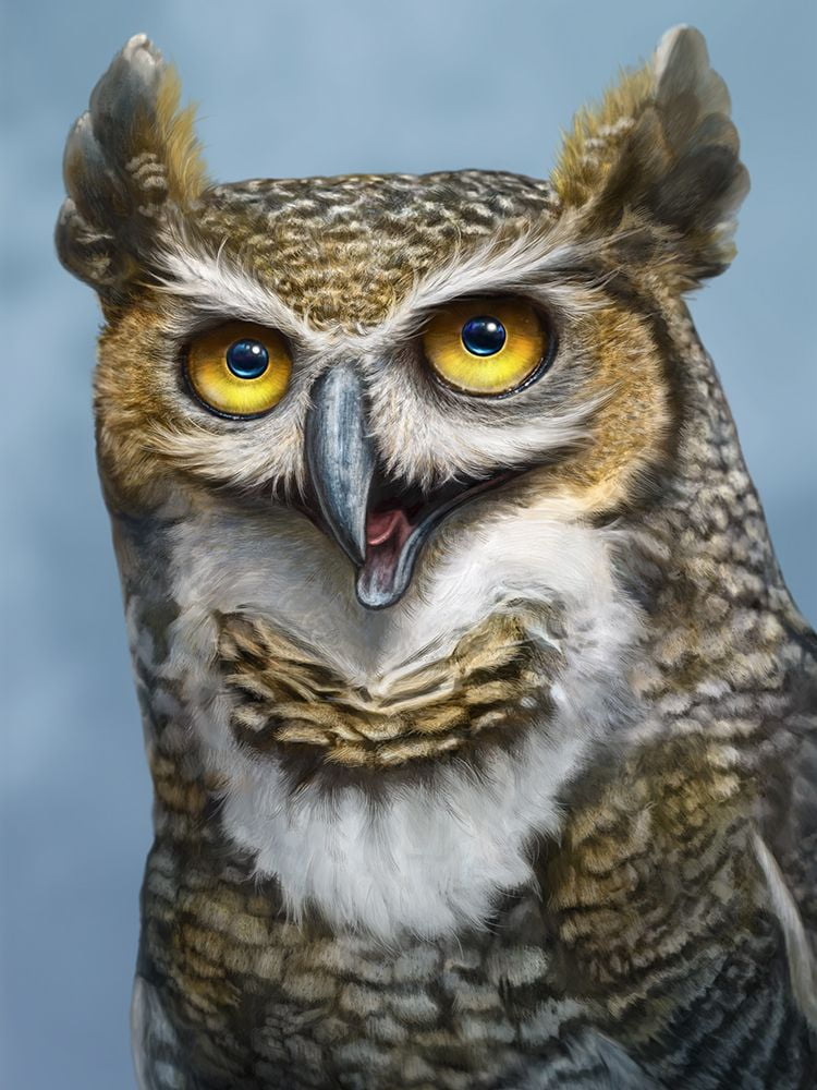 Great Horned Owl Totem Poster Print Patrick LaMontagne (18 x 24