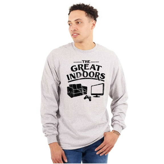 Great Indoors Couch Potato Gamer Nerd Men's Big & Tall Long Sleeve Graphic Tee Brisco Brands 3X
