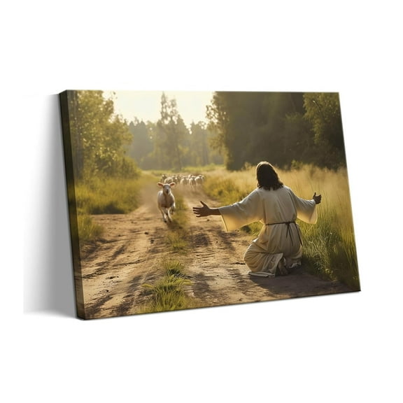 Great Jesus Wall Art for Living Room poster, Tend My Sheep Christian Wall Decor Jesus Picture Canvas Prints Religious Wall Decor for Bedroom, Prayer Room, Church Christmas Decorate