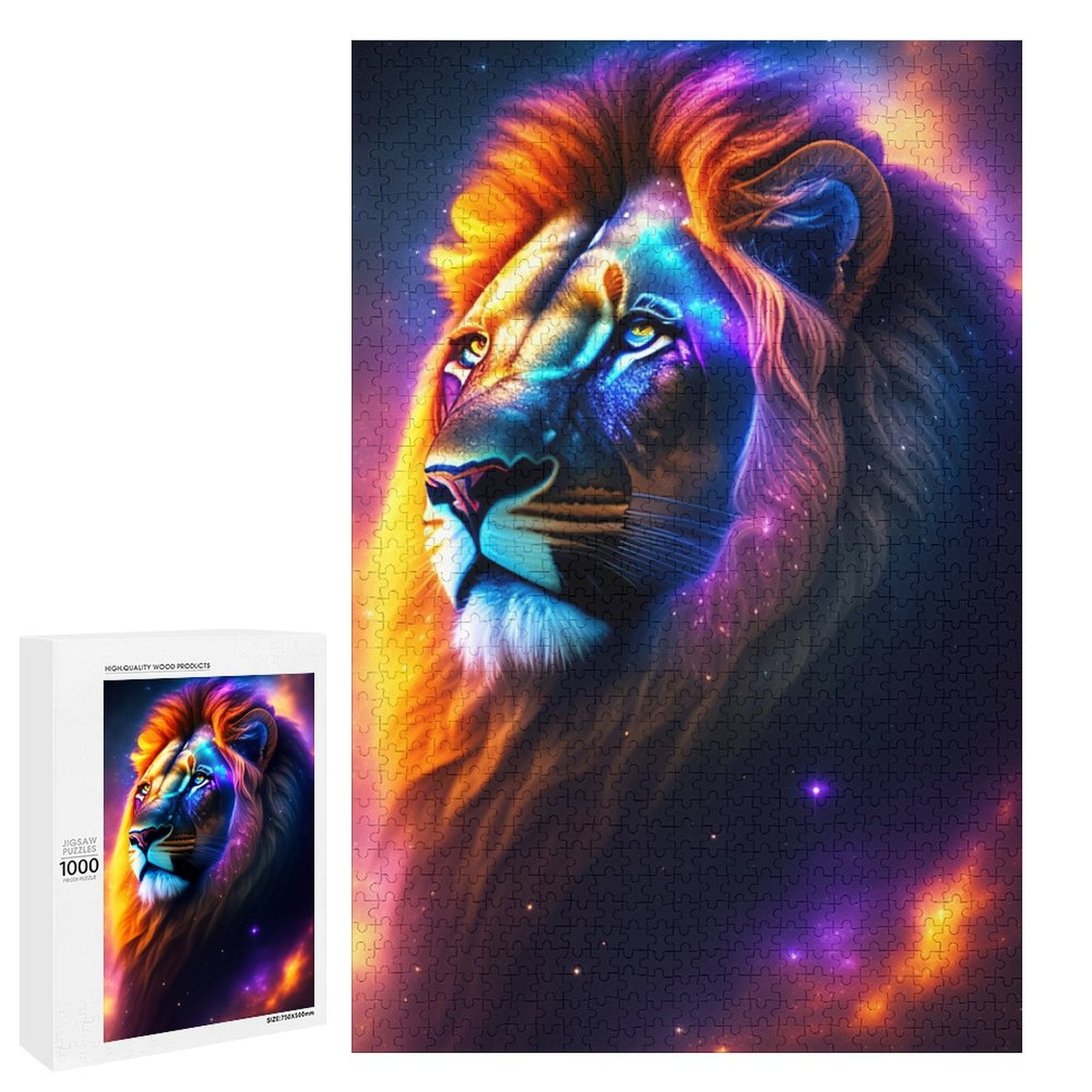 Great Jigsaw Puzzles For Adults 1000 Piece Lion With Rainbow Mane Blue ...