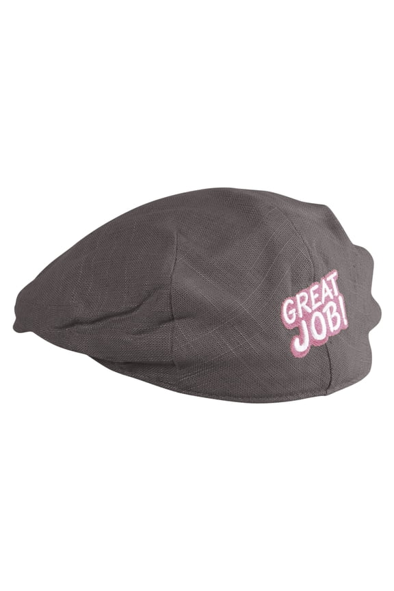 Great Job Embroidered Men's Linen Ivy Cap - Charcoal M-L