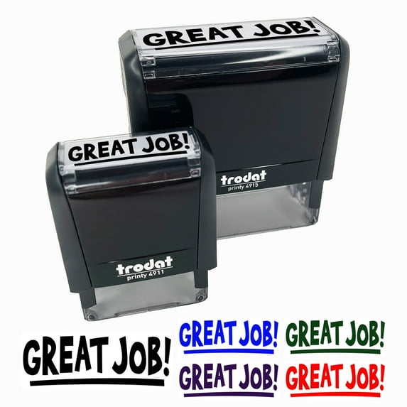 Great Job School Teacher Fun Text Self-Inking Rubber Stamp Ink Stamper for Business Office - Blue Ink - Small 1-1/2 Inch