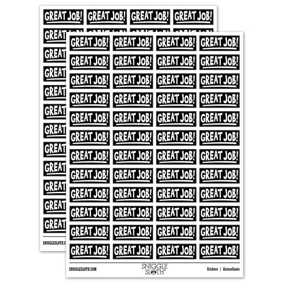 Great Job School Teacher Fun Text Sticker Set - Black - Matte Finish - 1.25" Mini