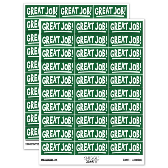 Great Job School Teacher Fun Text Sticker Set - Dark Green - Matte Finish - 1.75" Medium